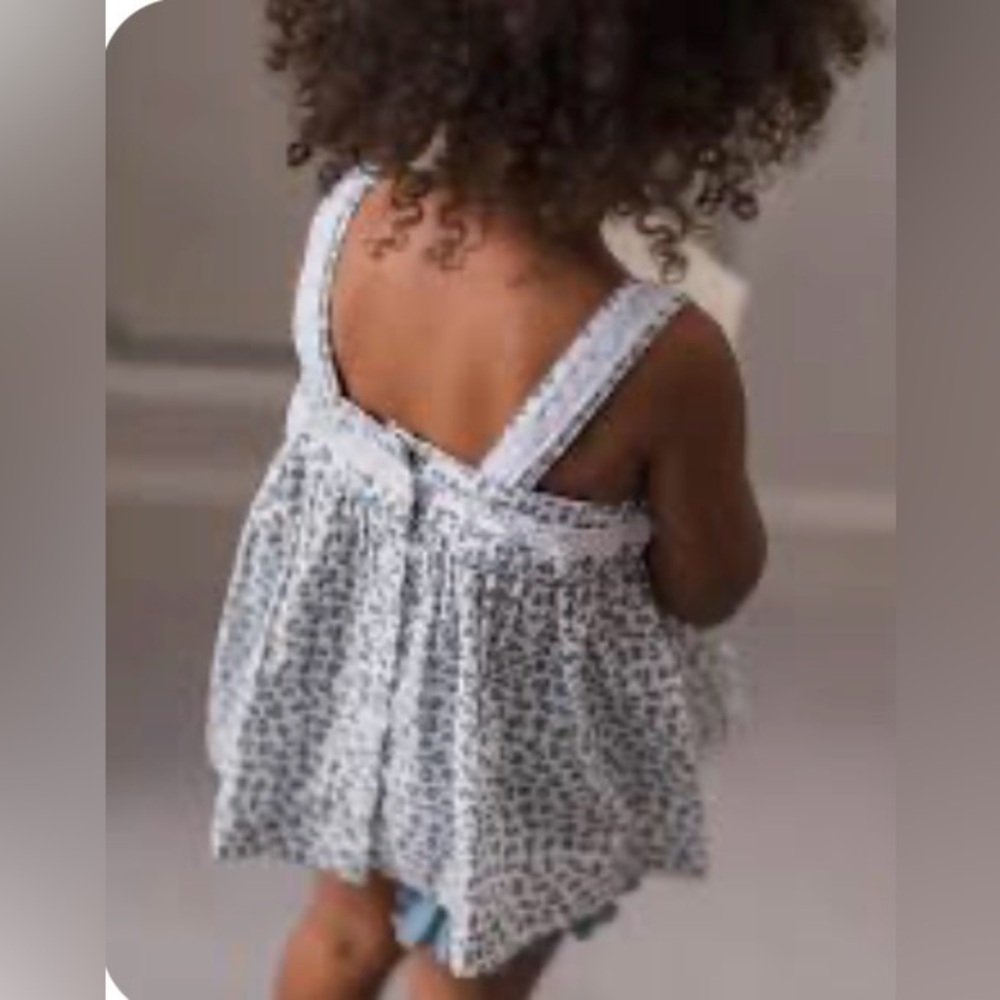 Little Cotton Clothes Lissy Sun Top Porcelain Floral print Green/white size 9-10